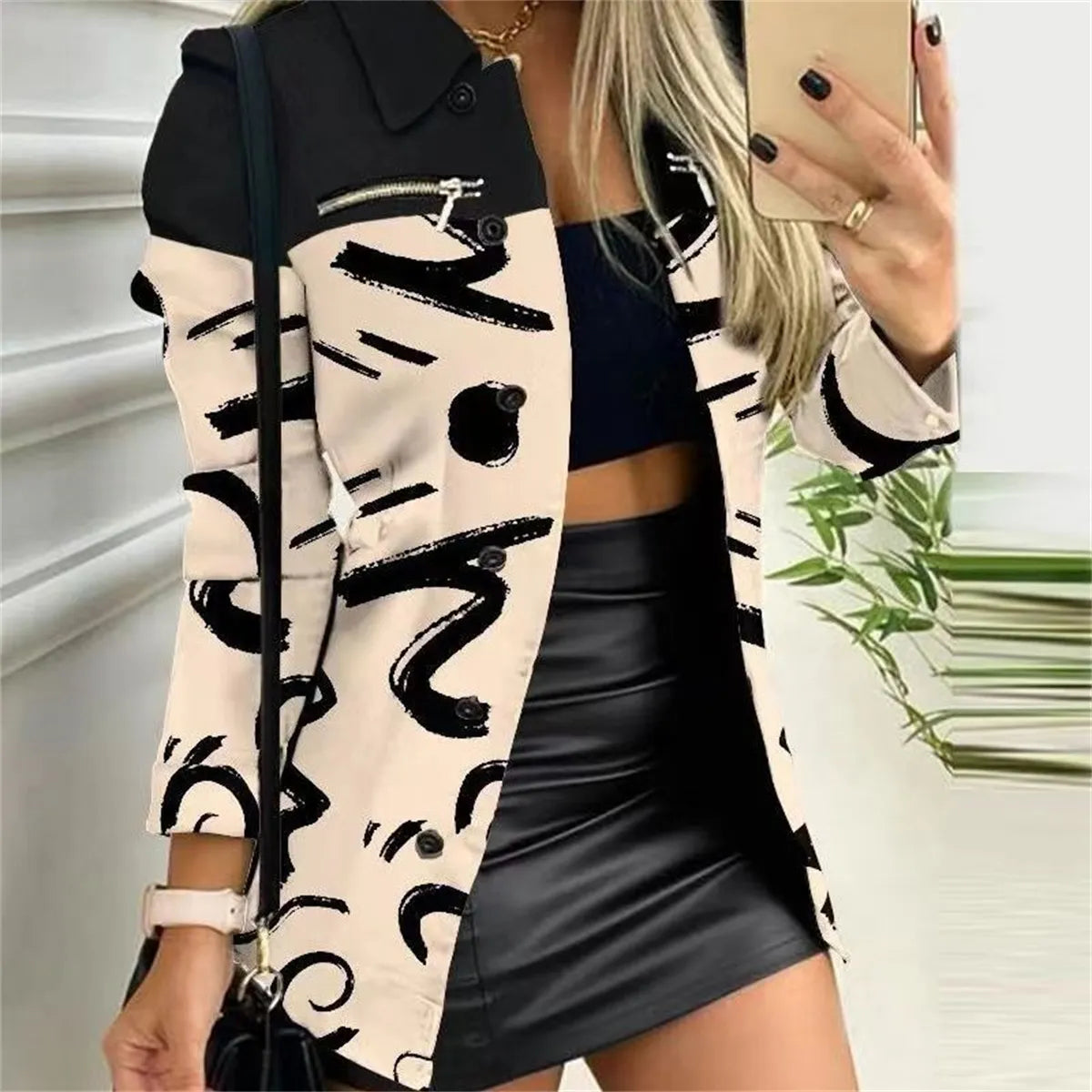 Single-Breasted Blazer Jacket Front View