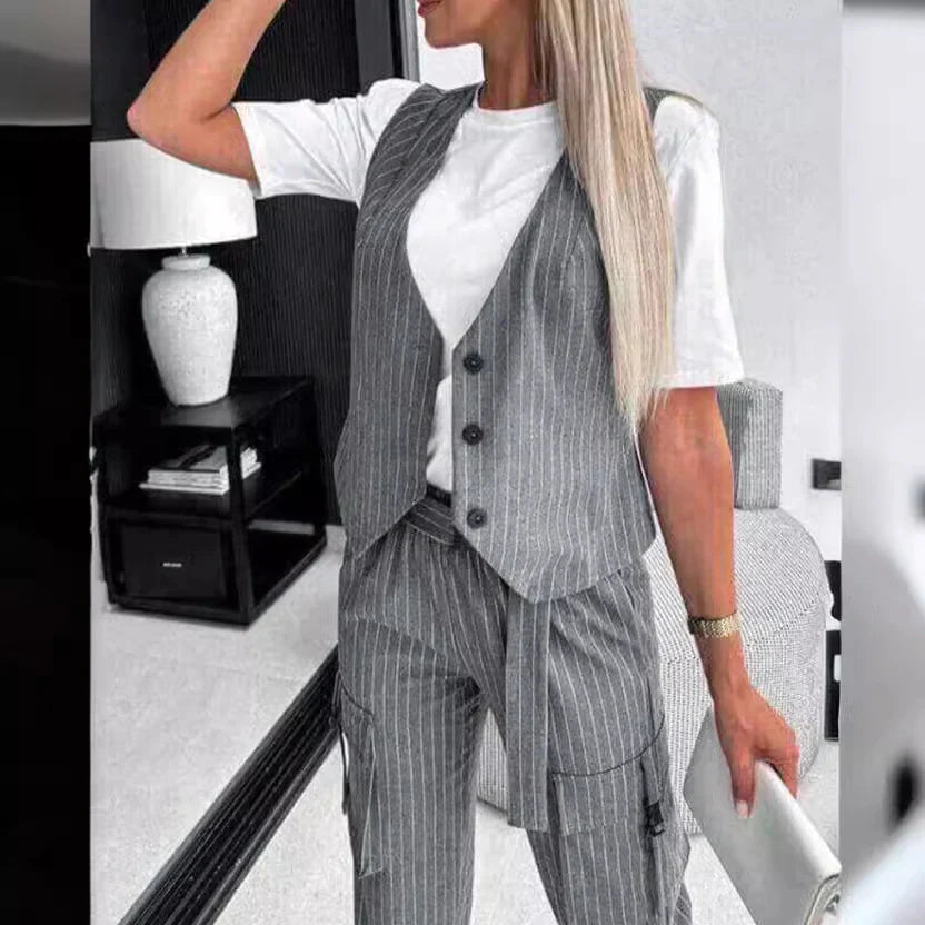 Tailored Vest and Wide Pants Set for Women
