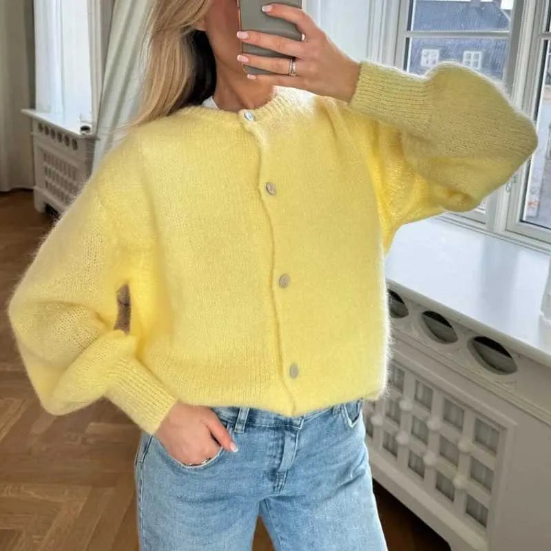 Women Soft Knit Button Cardigan