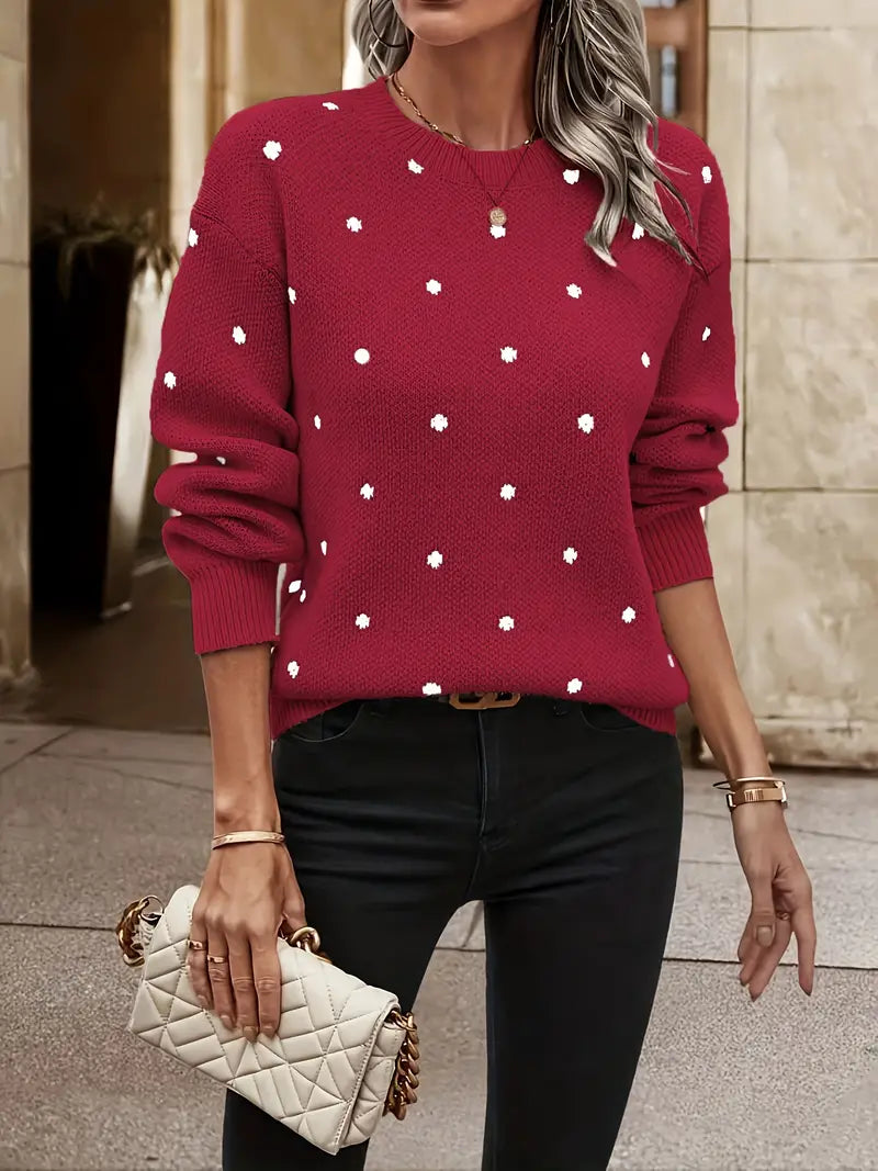 Knitted Dot Sweater Back View