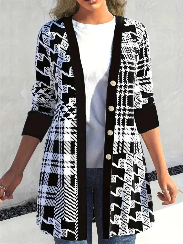Women Long Sleeve Pattern Cardigan