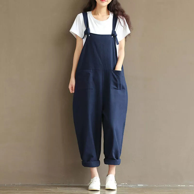 Loose Cotton Jumpsuit Side View