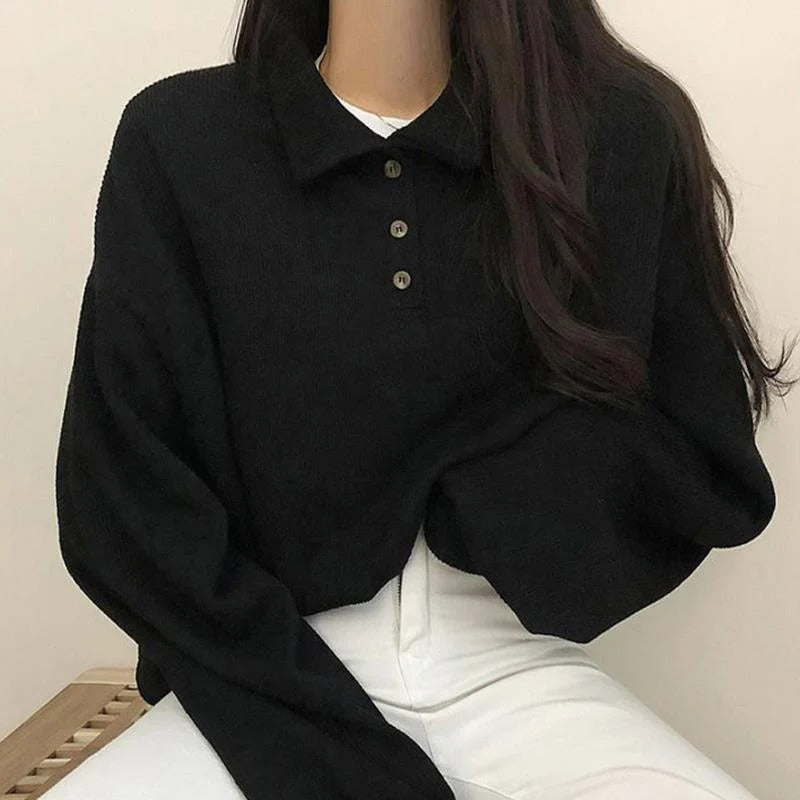 Ribbed Collar Winter Sweater Detail View