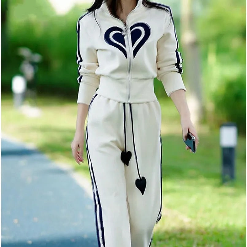 Mock Neck Zipper Two-Piece Set Back View