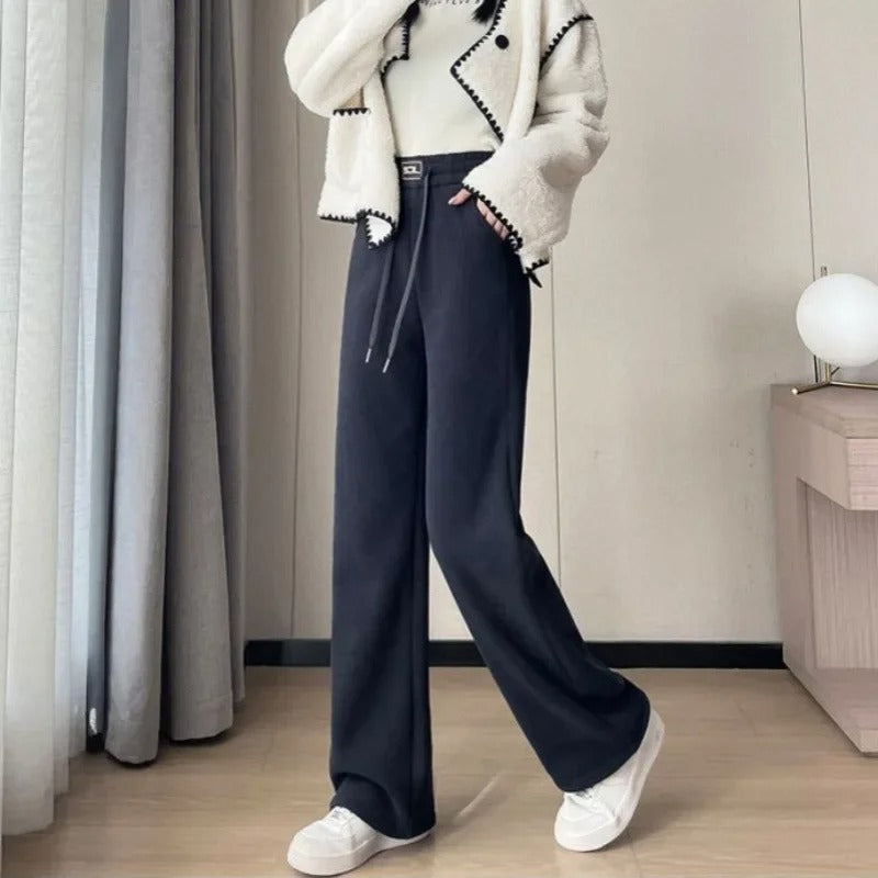 Straight Corduroy Fleece Lined Pants Front View
